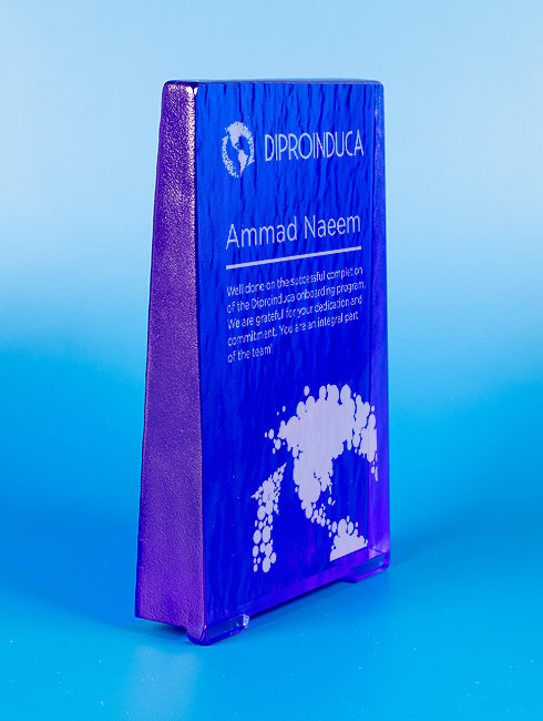 Recycled Glass Award - Cobalt Rectangle Trophy Eclipse Awards   