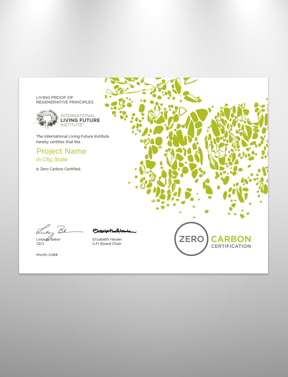 ILFI - Digital Certificate Options (PDF) Eclipse Awards Zero Carbon Certificate