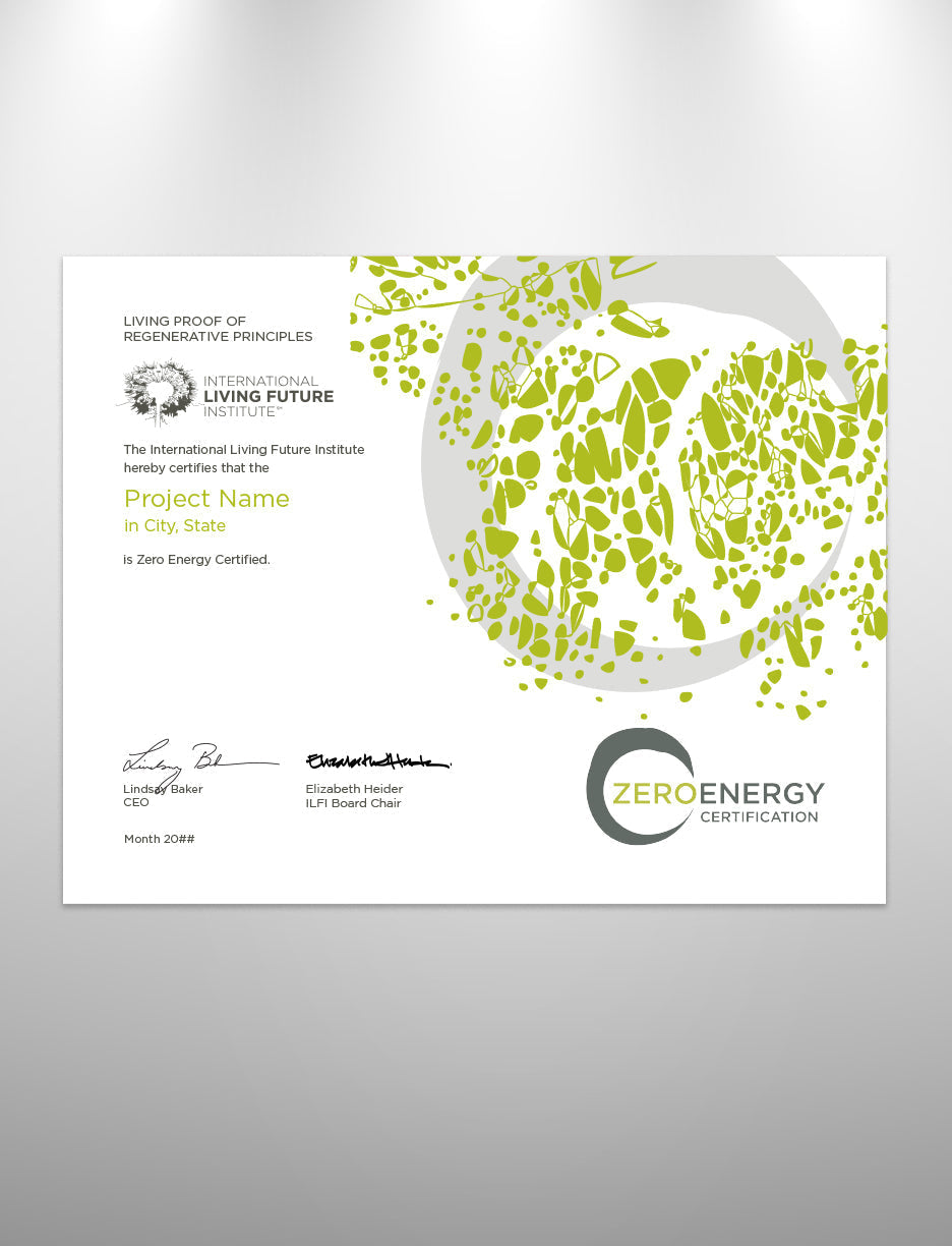 ILFI - Digital Certificate Options (PDF) Eclipse Awards Zero Energy Certificate